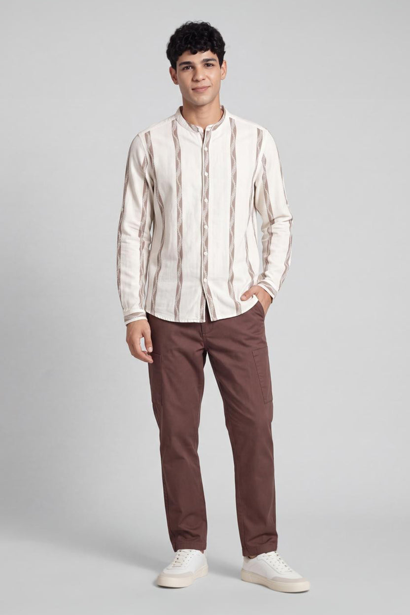 White Roll Up Sleeves Regular Fit Shirt for Men - Image 6