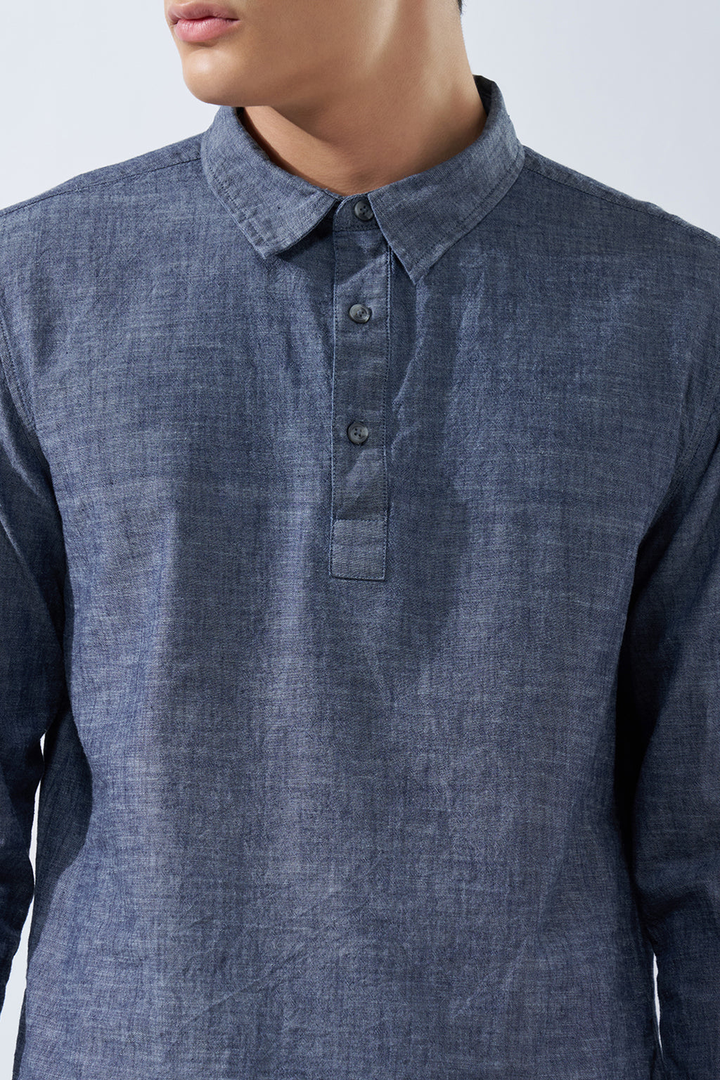 Blue Textured Regular Fit Shirt for Men - Image 3