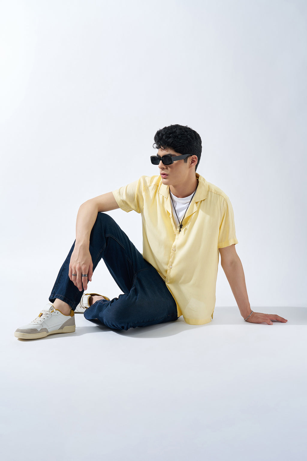 Yellow Solid Shirt for Men - Image 6