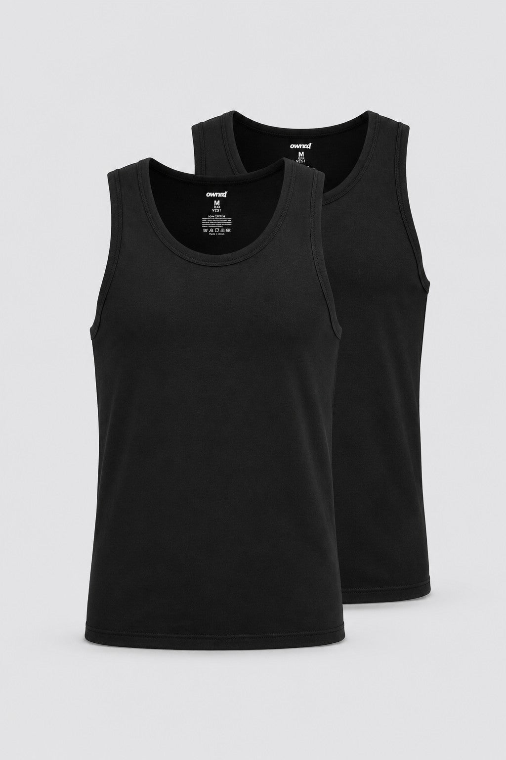 Black Solid Pack of 2 Vest for Men - Image 2