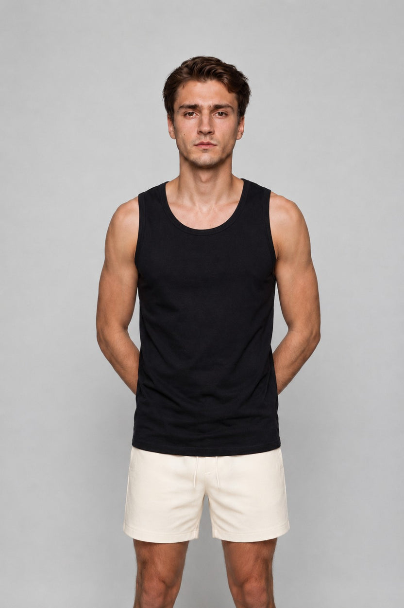 Black Solid Pack of 2 Vest for Men - Image 3