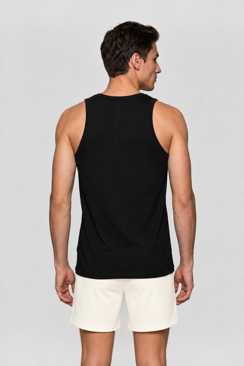 Black Solid Pack of 2 Vest for Men - Image 4