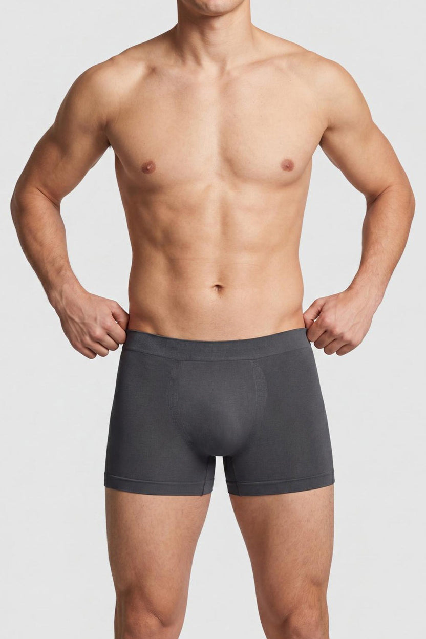 Grey Solid Regular Fit Trunks for Men - Image 6