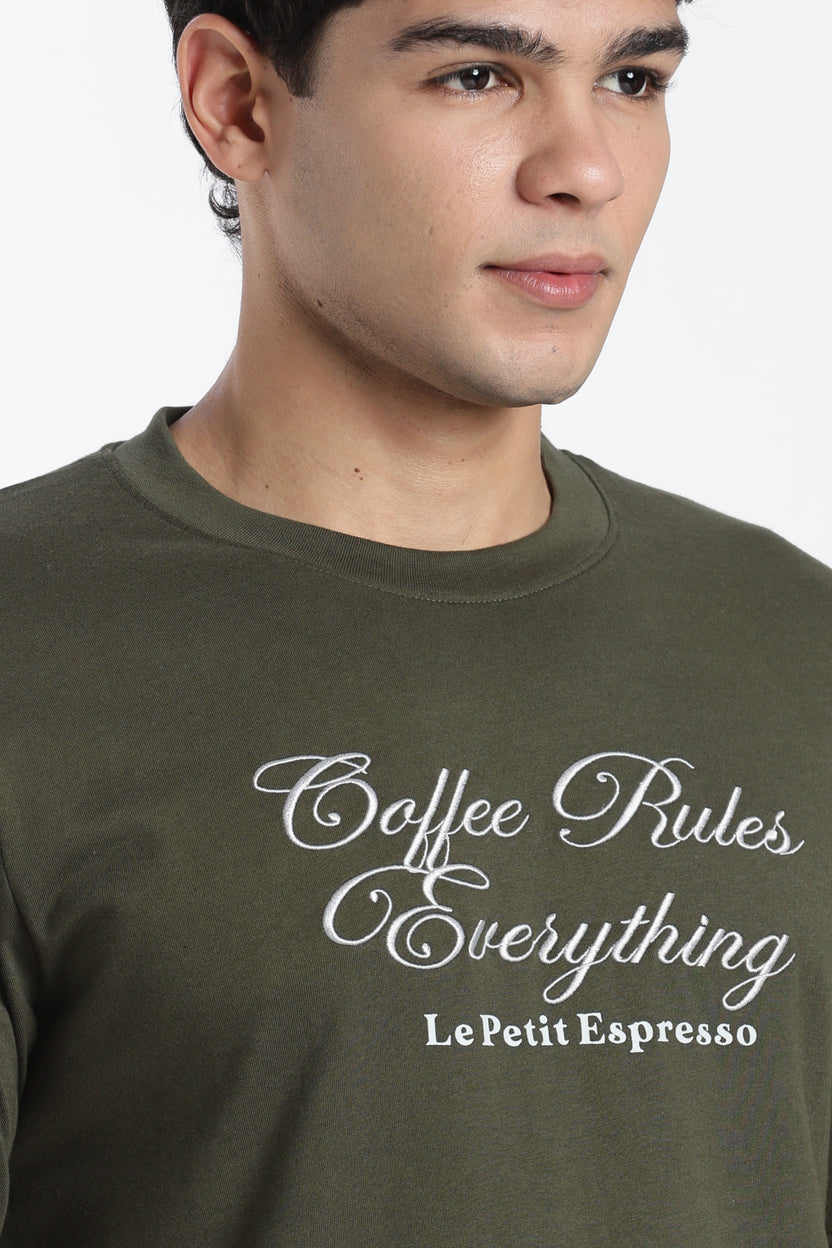 Olive Typographic Regular Fit T-Shirt For Men - Image 3