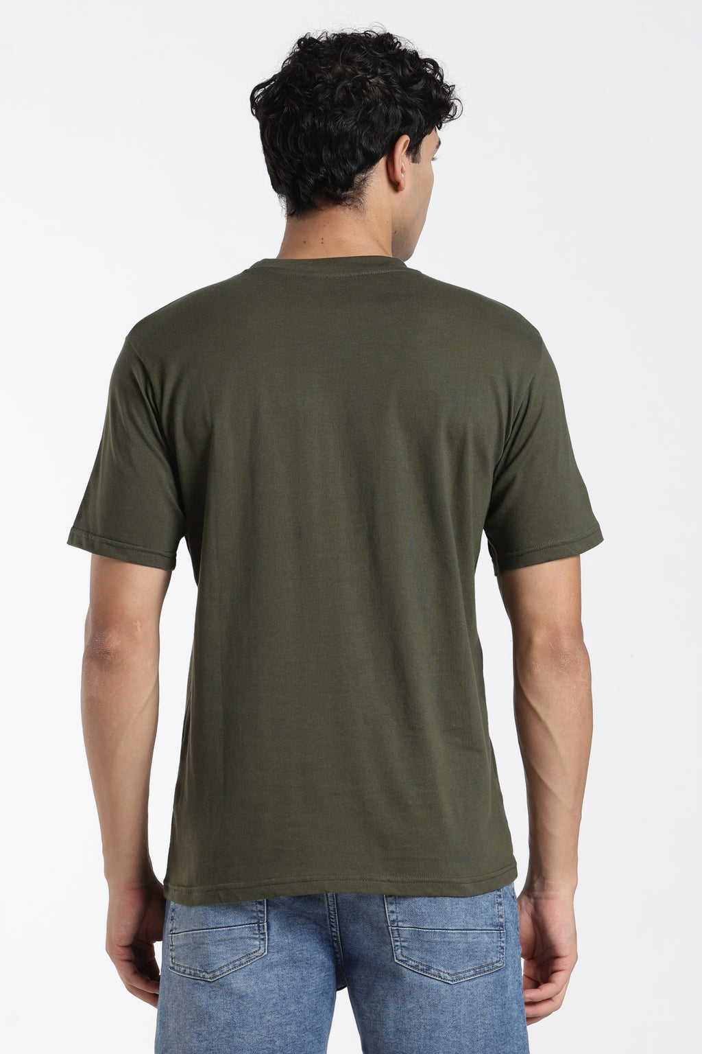 Olive Typographic Regular Fit T-Shirt for Men - Image 5