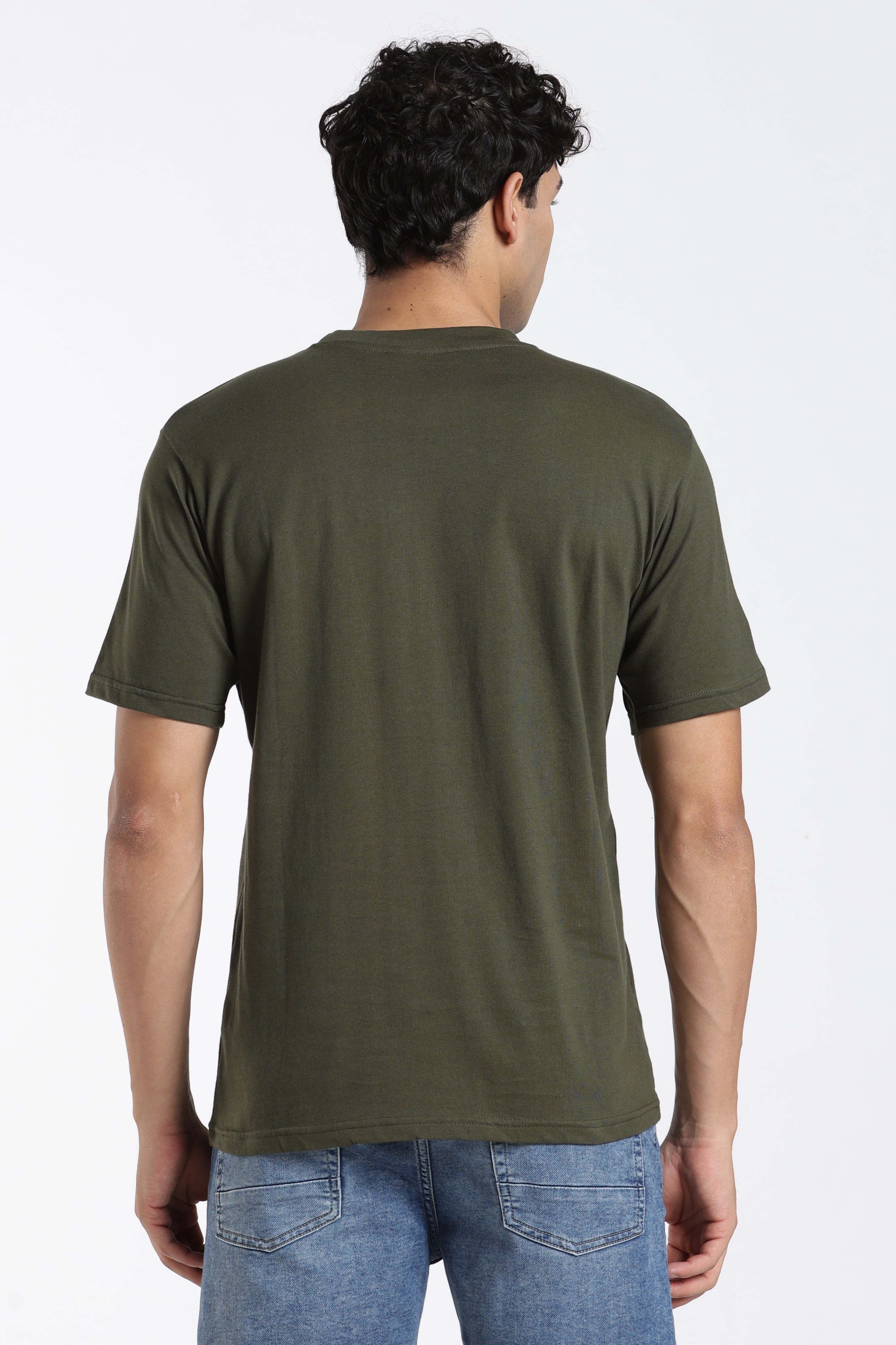 Olive Typographic Regular Fit T-Shirt for Men - Image 5
