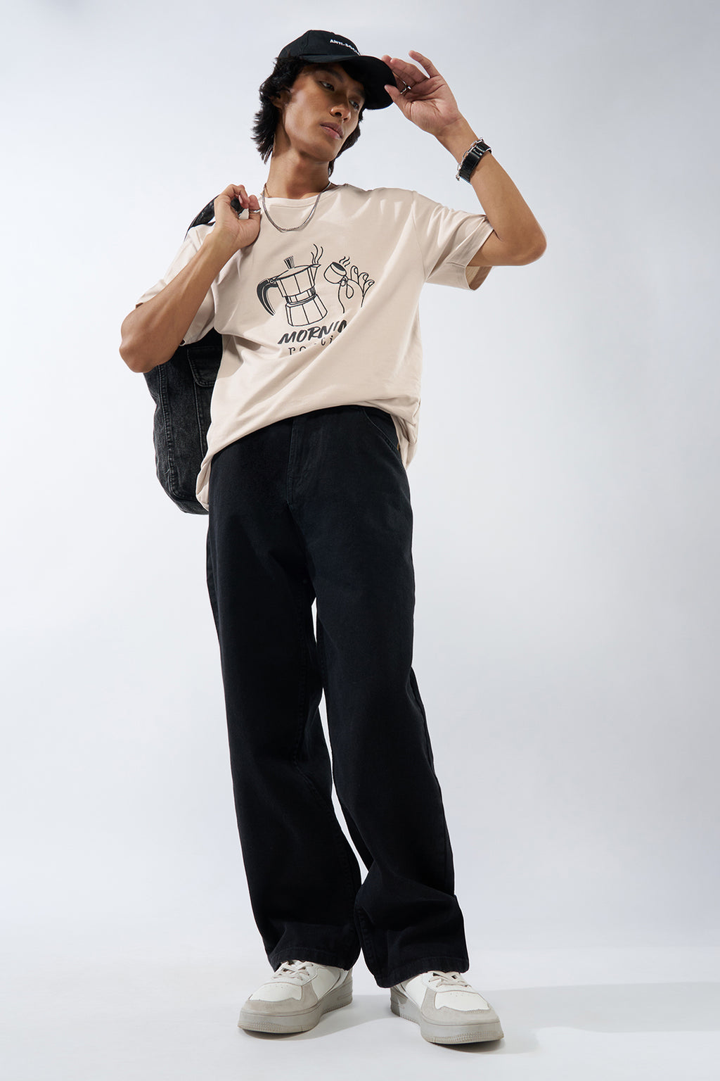 Beige Graphic Printed Regular Fit T-Shirt for Men - Image 6