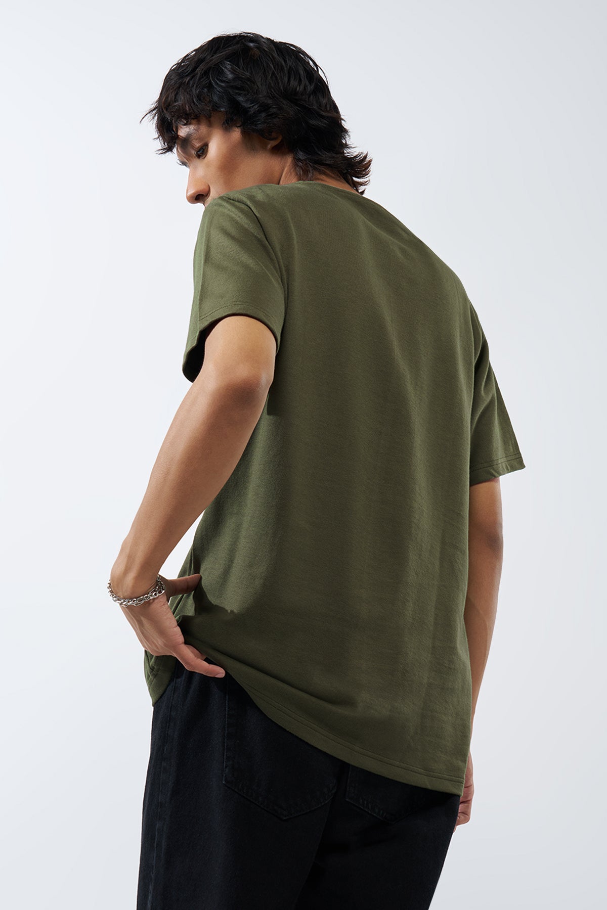 Olive Printed Regular Fit T-Shirt for Men - Image 5