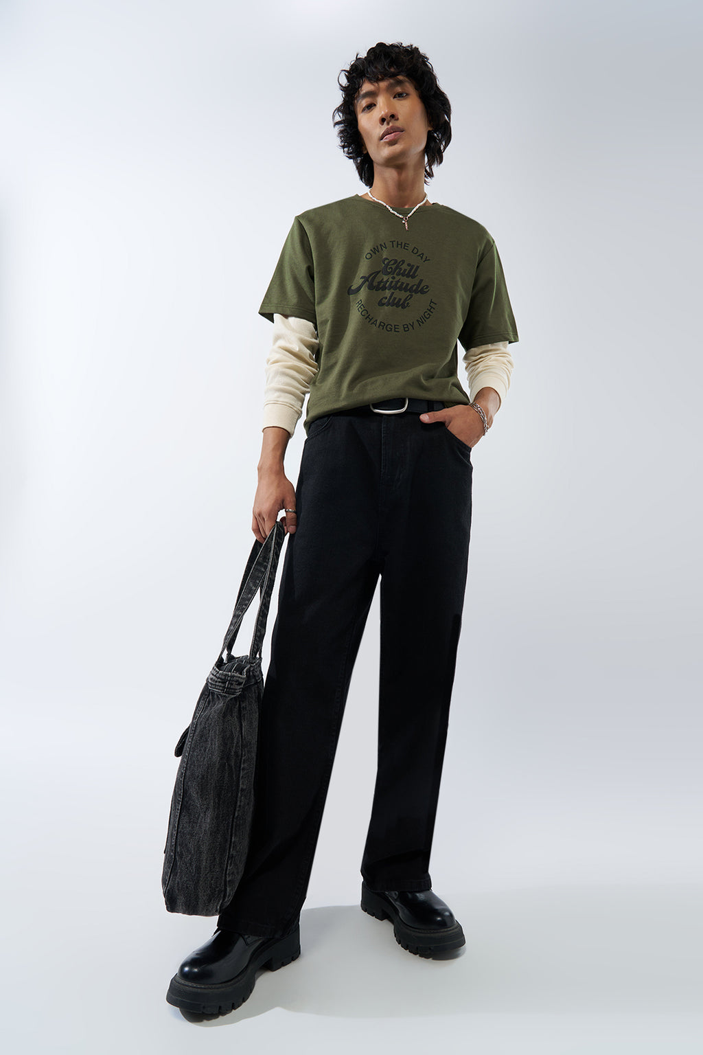 Olive Printed Regular Fit T-Shirt for Men - Image 6