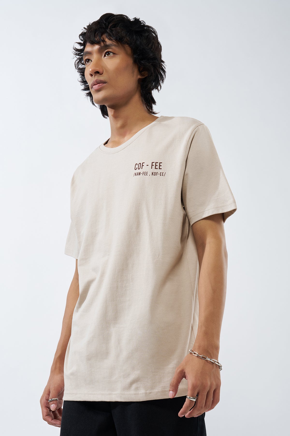 Beige Printed Regular Fit T-Shirt for Men - Image 4