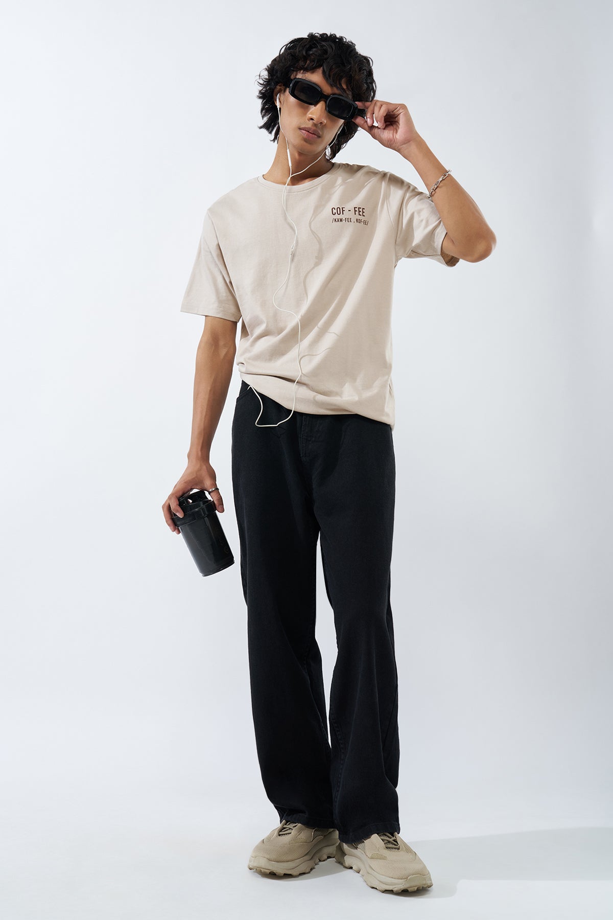 Beige Printed Regular Fit T-Shirt for Men - Image 6