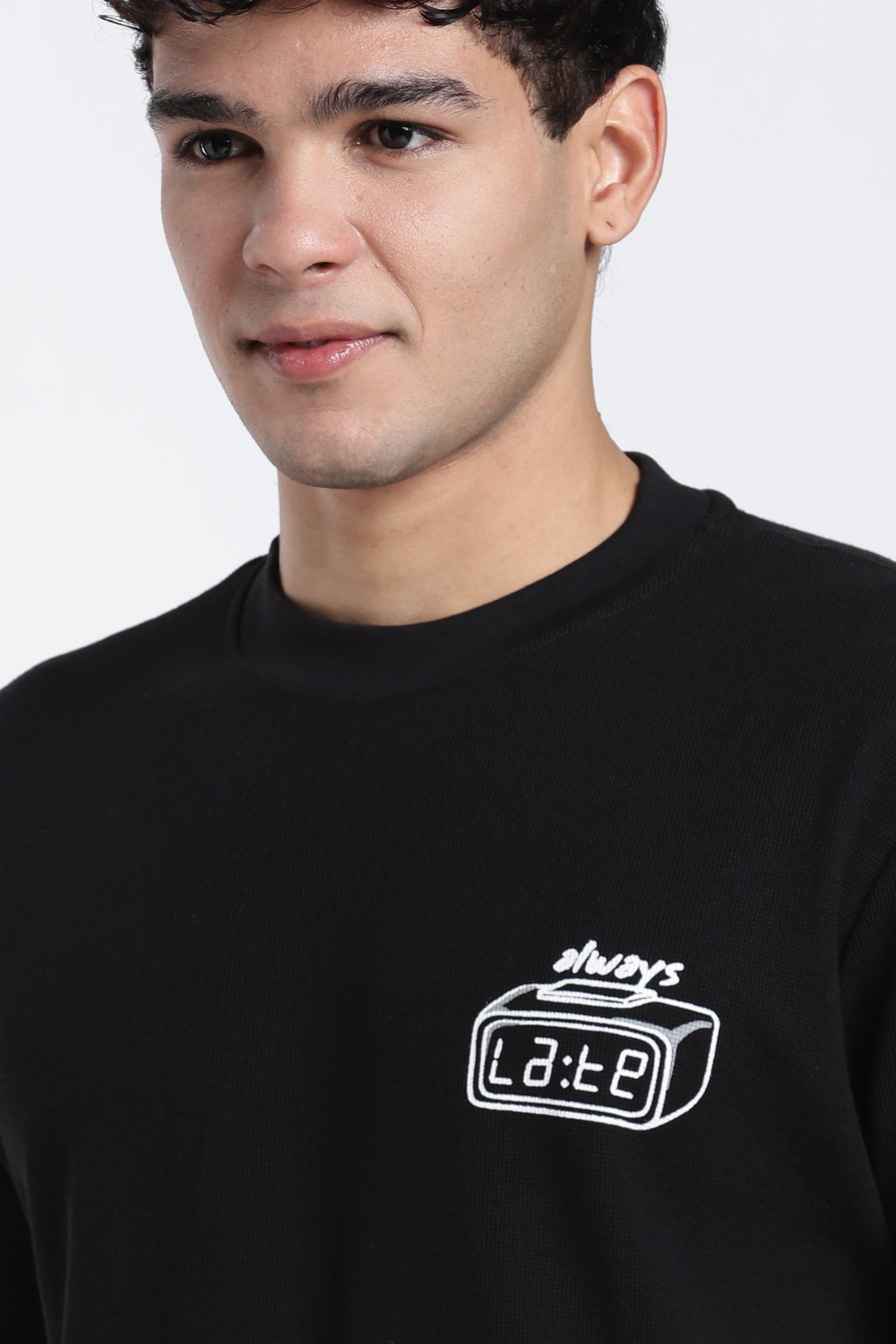 Black Printed Regular Fit T-Shirt for Men - Image 3