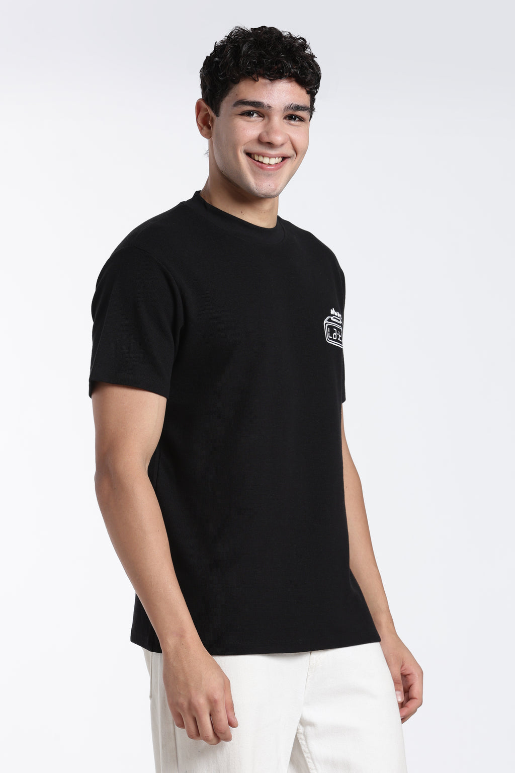 Black Printed Regular Fit T-Shirt for Men - Image 4