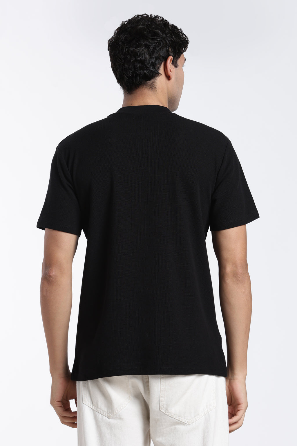 Black Printed Regular Fit T-Shirt for Men - Image 5