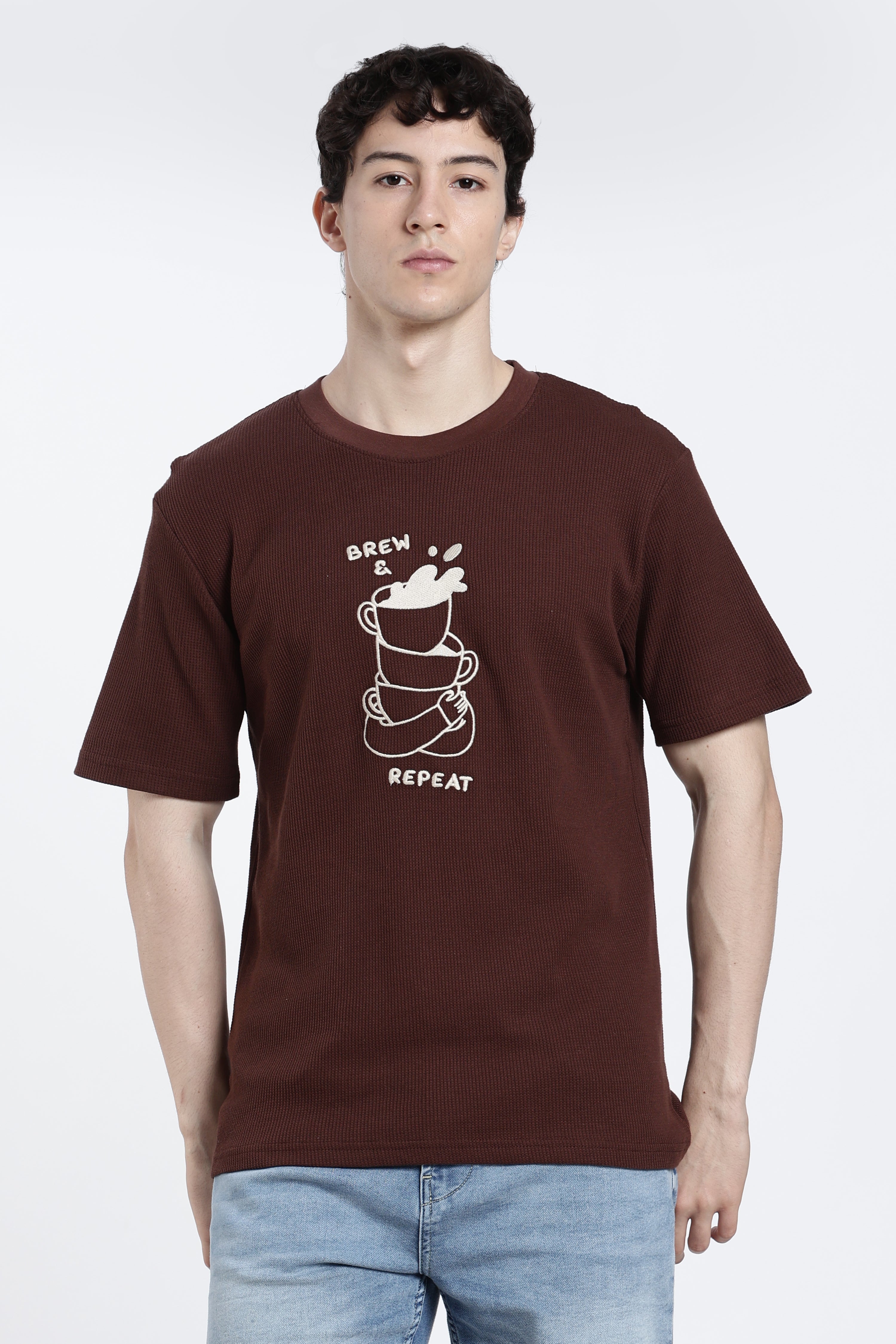 Brown Graphic Regular Fit T-Shirt for Men - Image 2