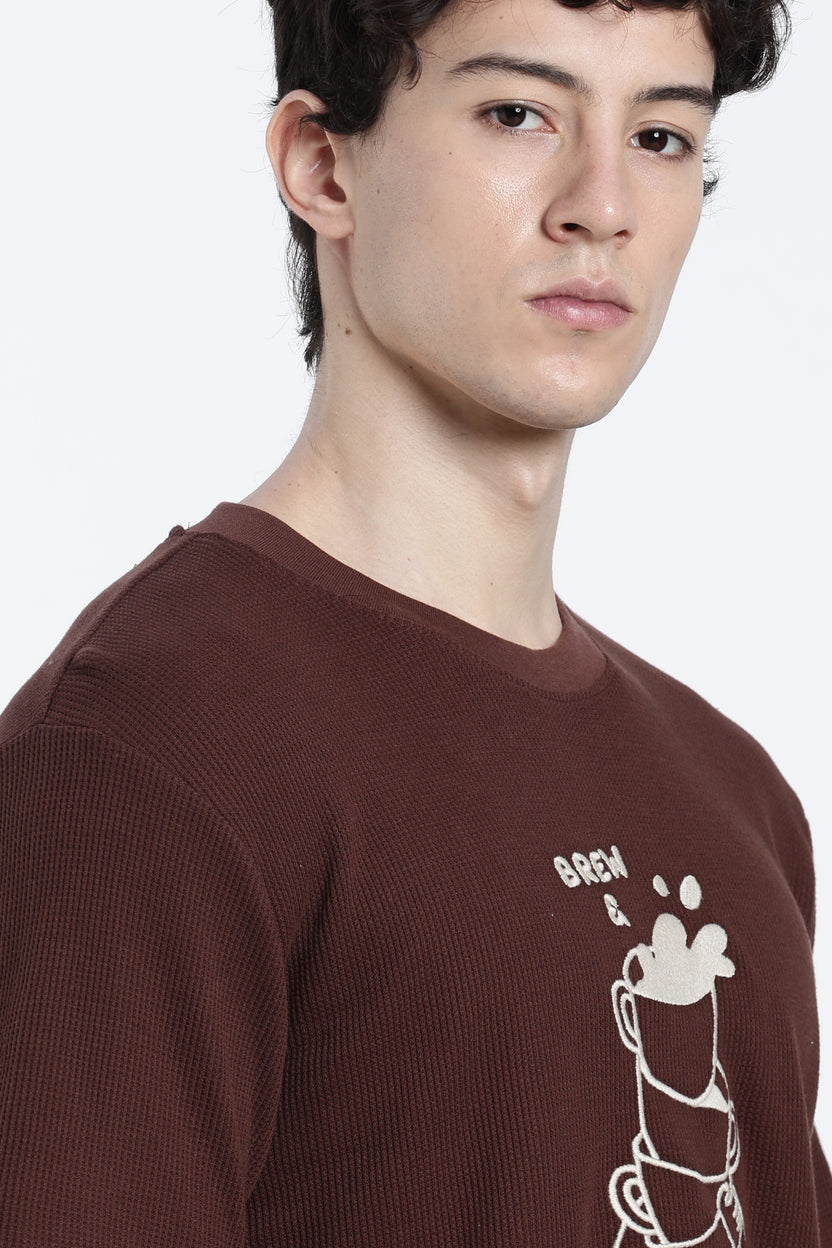 Brown Graphic Regular Fit T-Shirt For Men - Image 3