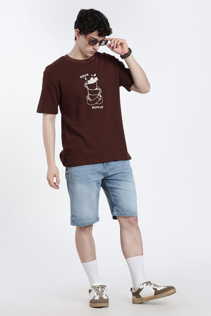 Brown Graphic Regular Fit T-Shirt For Men - Image 6