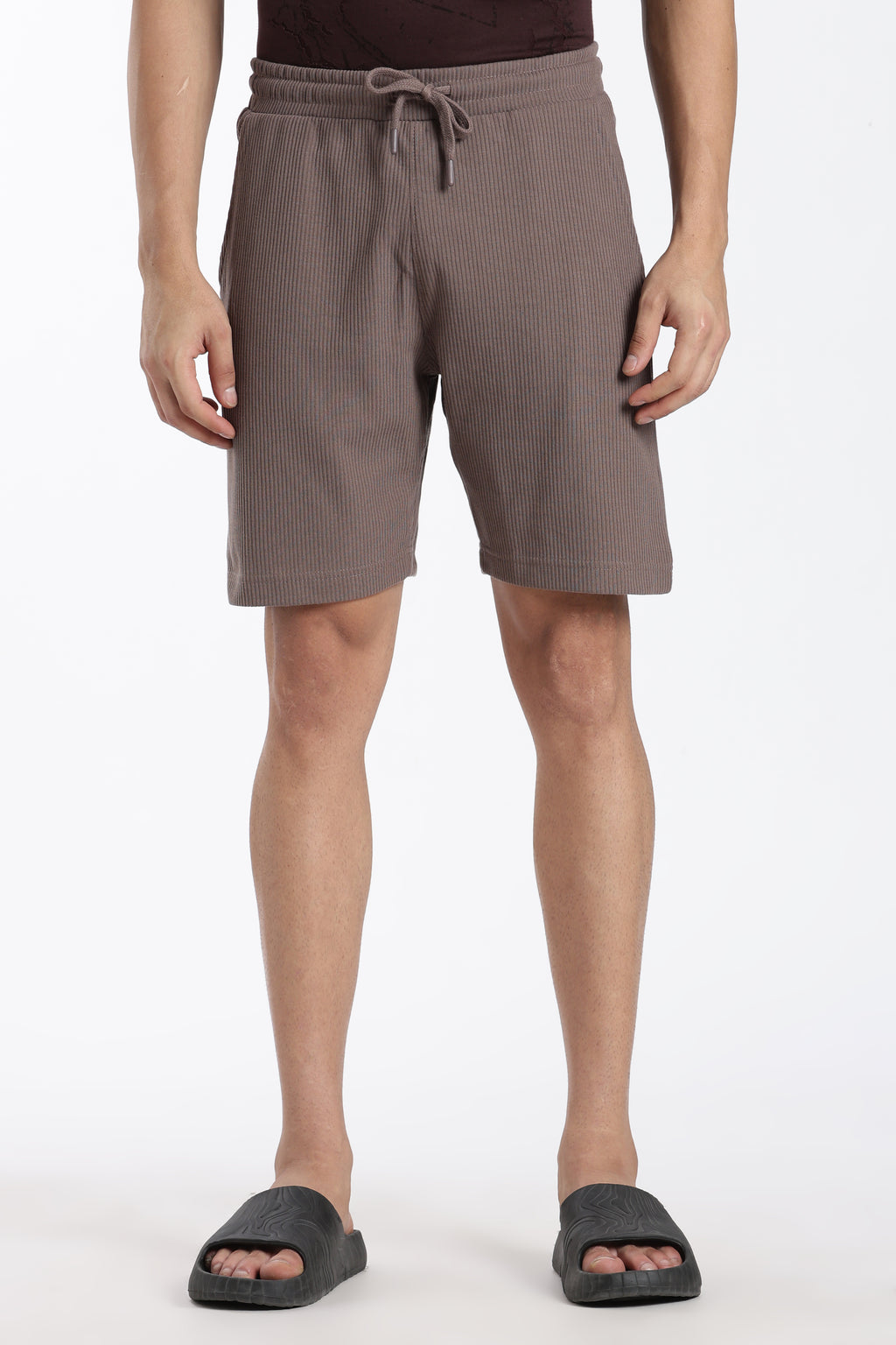 Grey Solid Regular Fit Shorts for Men - Image 2