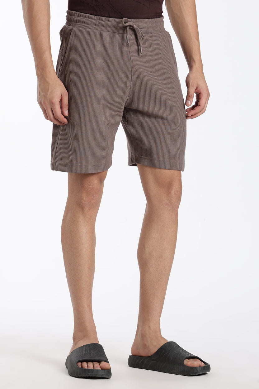 Grey Solid Regular Fit Shorts for Men - Image 4