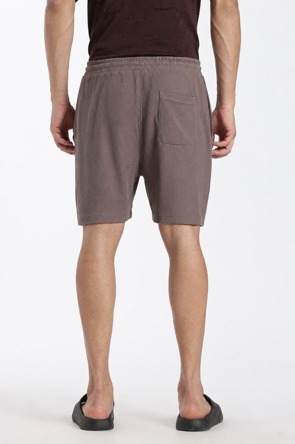 Grey Solid Regular Fit Shorts for Men - Image 5