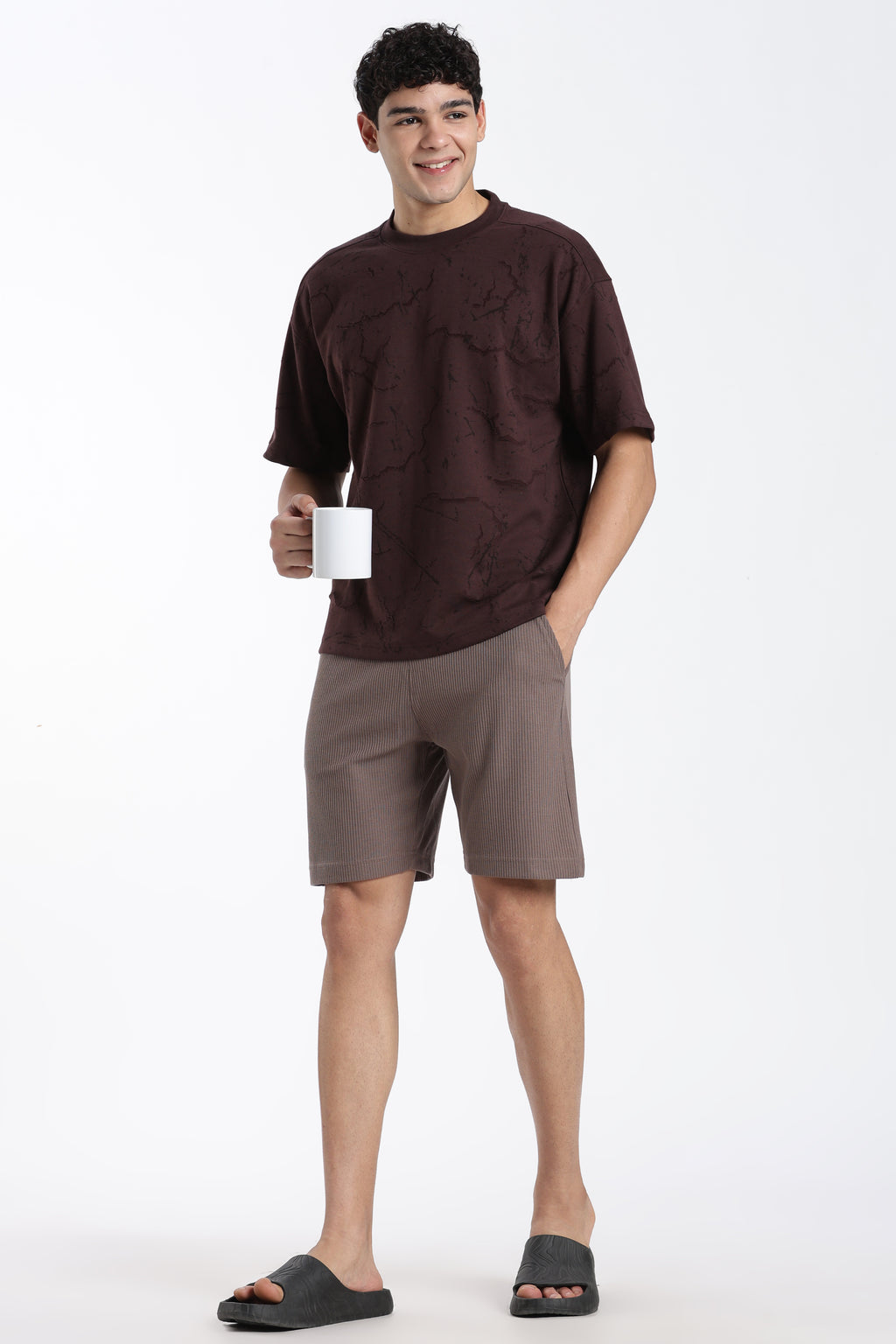 Grey Solid Regular Fit Shorts for Men - Image 6