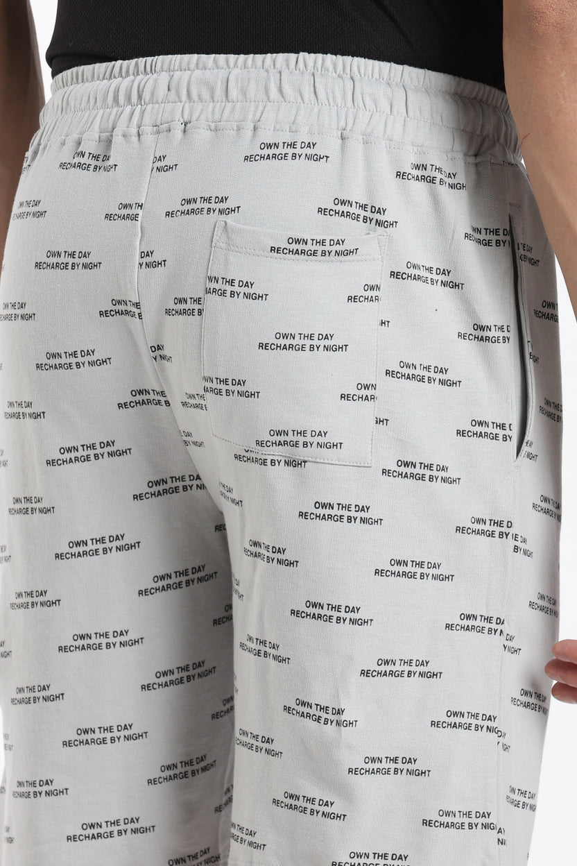 Grey Typographic Regular Fit Shorts - Image 3