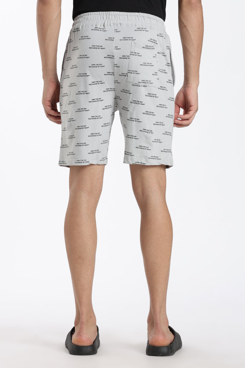 Grey Typographic Regular Fit Shorts - Image 5