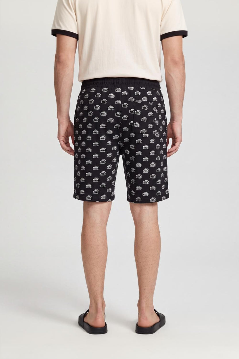 Black Printed Drawstring Lounge Shorts - Image 5