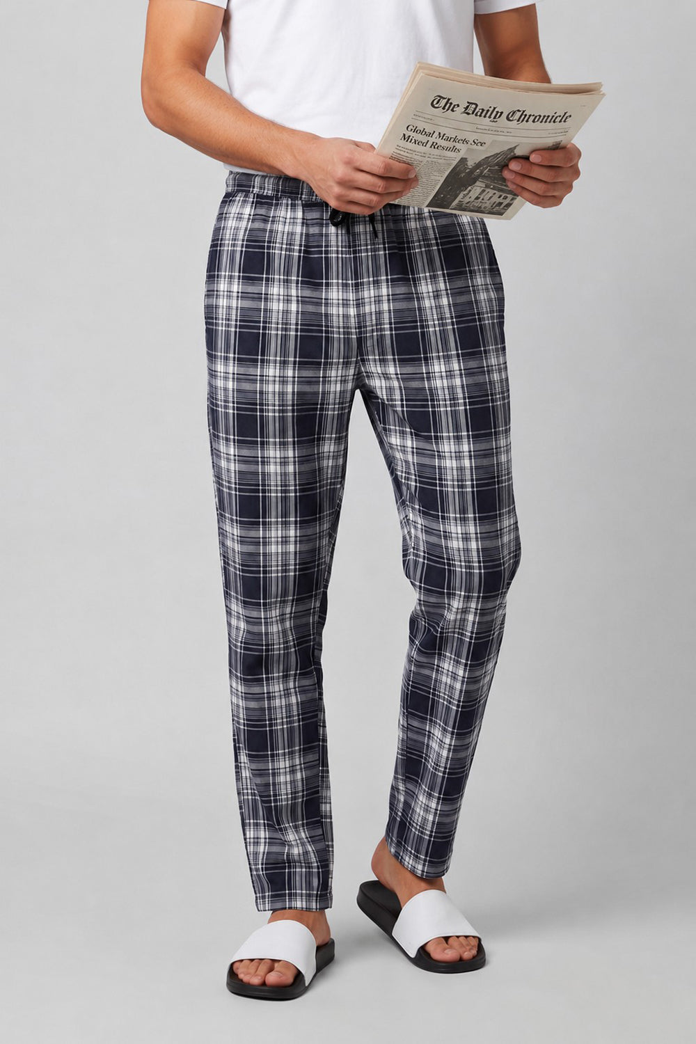 Grey Checked Regular Fit Pyjama for Men - Image 1