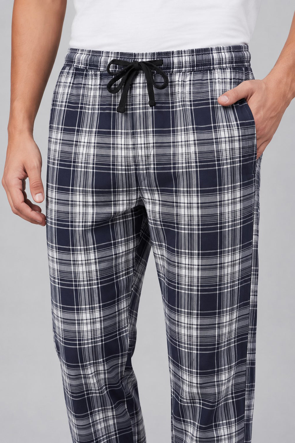 Grey Checked Regular Fit Pyjama for Men - Image 7