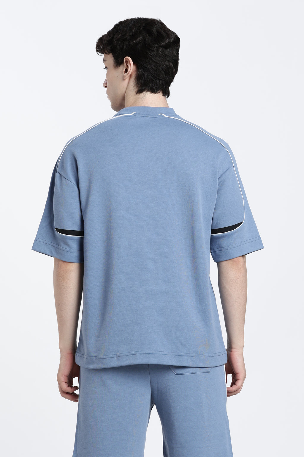 Denim Blue Printed Regular Fit T-Shirt for Men - Image 5