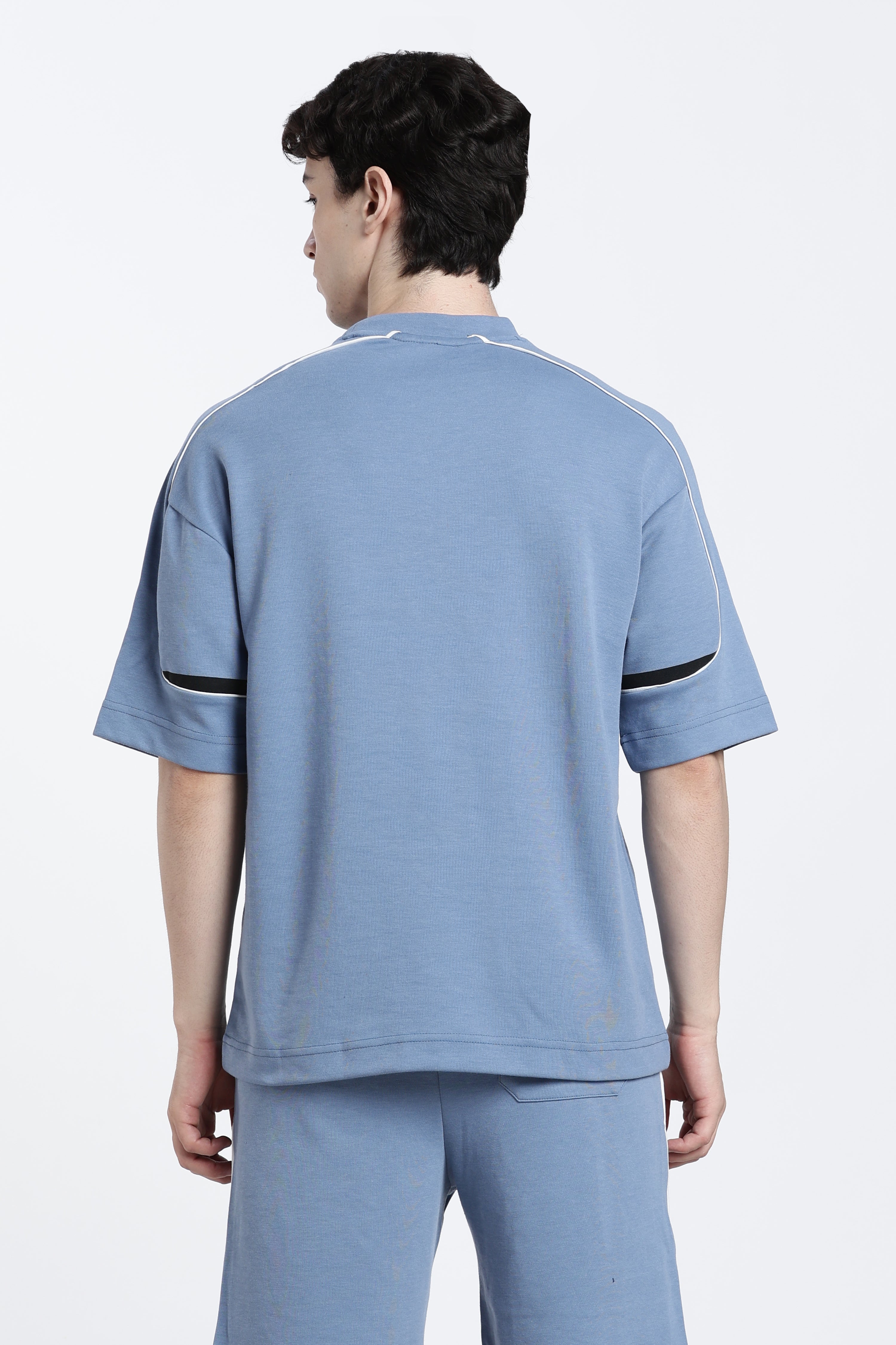 Denim Blue Printed Regular Fit T-Shirt for Men - Image 5