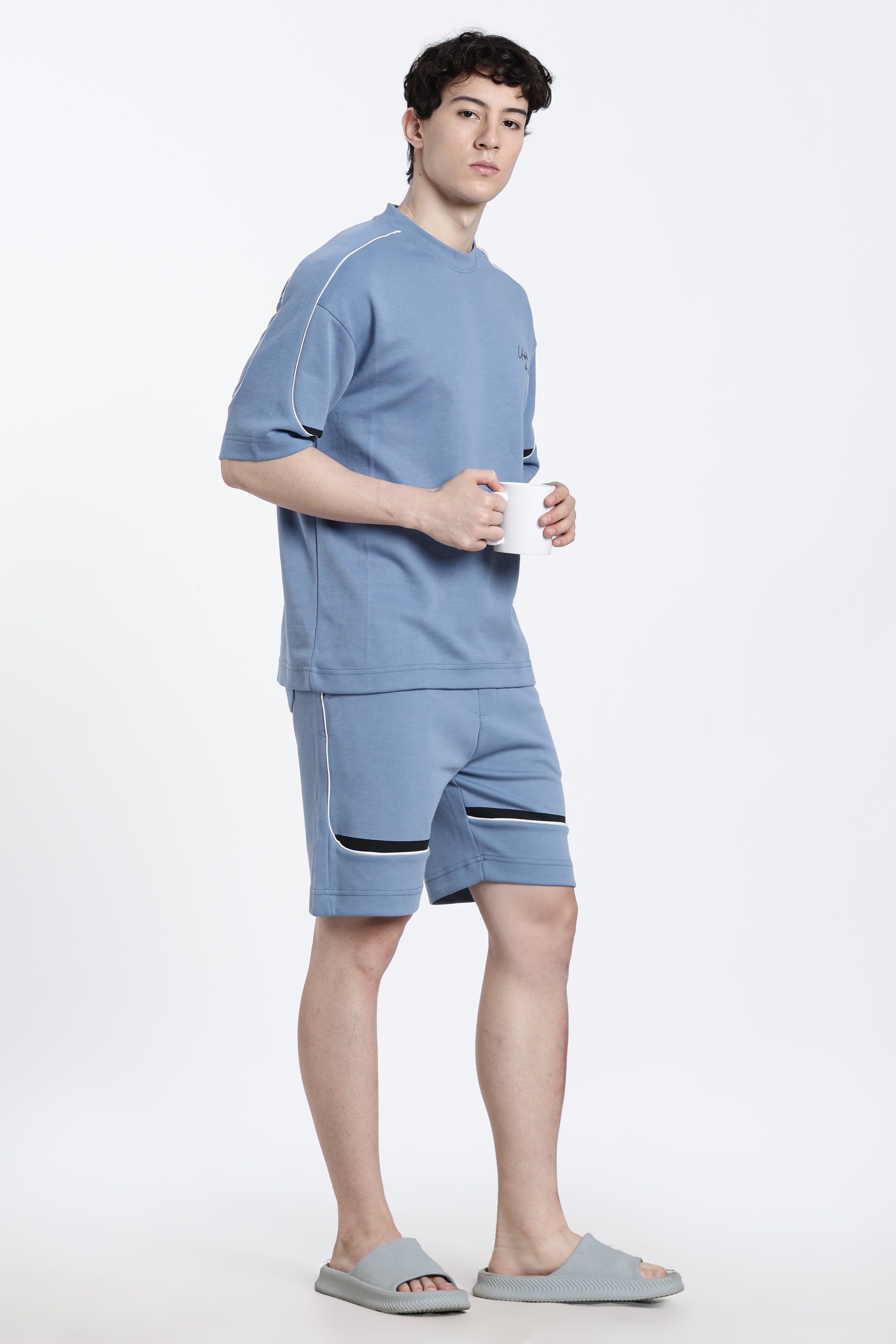 Denim Blue Printed Regular Fit T-Shirt for Men - Image 6