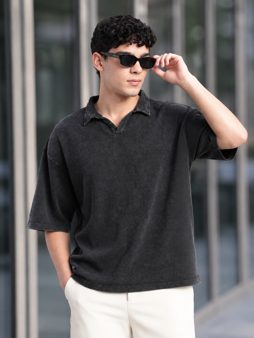 Charcoal Regular Fit Polo T-Shirt for Men - Image 1