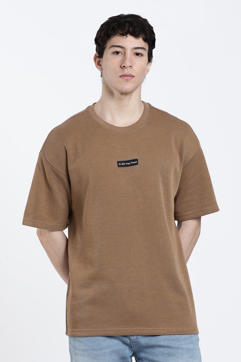 Brown Textured Regular Fit T-Shirt For Men - Image 2