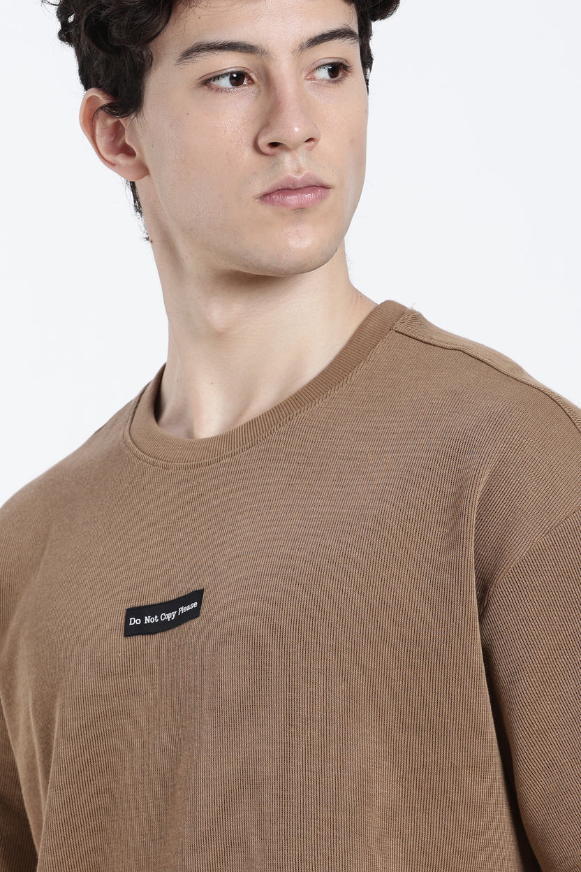 Brown Textured Regular Fit T-Shirt For Men - Image 3