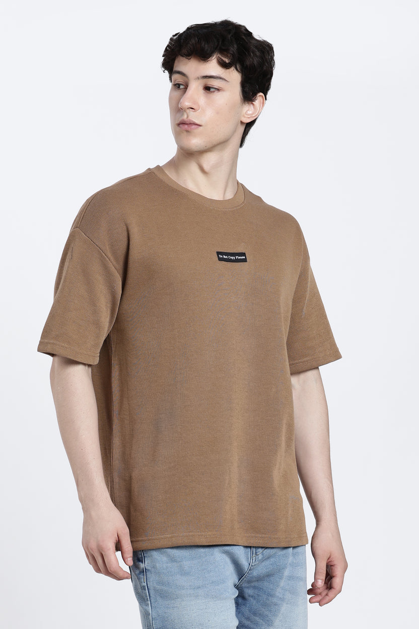 Brown Textured Regular Fit T-Shirt For Men - Image 4