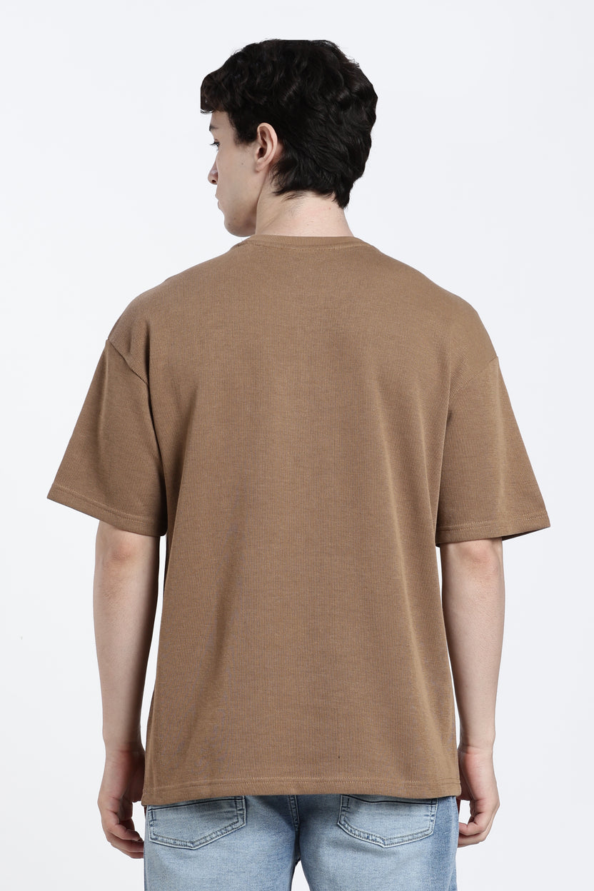 Brown Textured Regular Fit T-Shirt For Men - Image 5