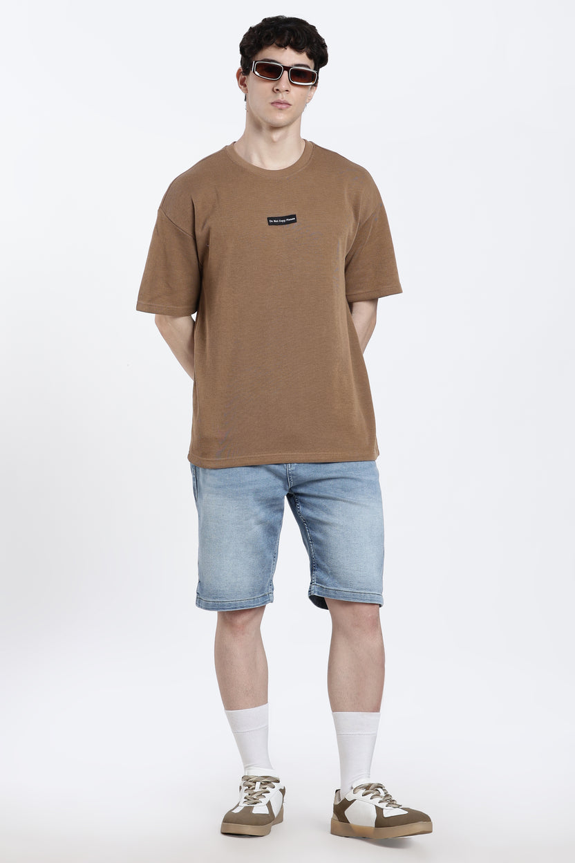 Brown Textured Regular Fit T-Shirt For Men - Image 6