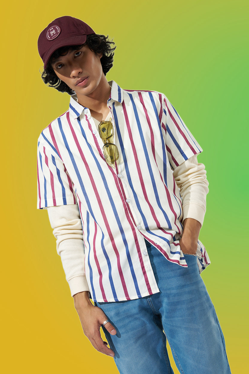Off-White Striped Regular Fit Shirt For Men - Image 1