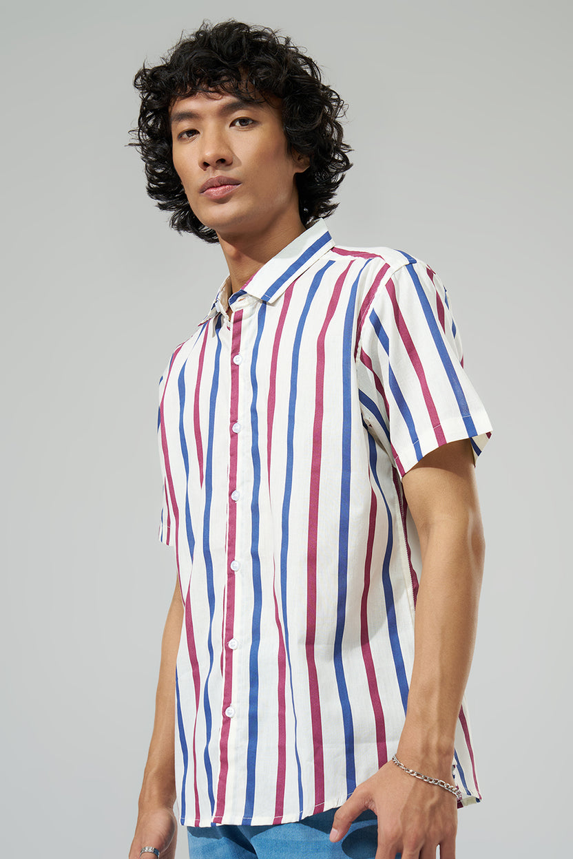 Off-White Striped Regular Fit Shirt For Men - Image 4