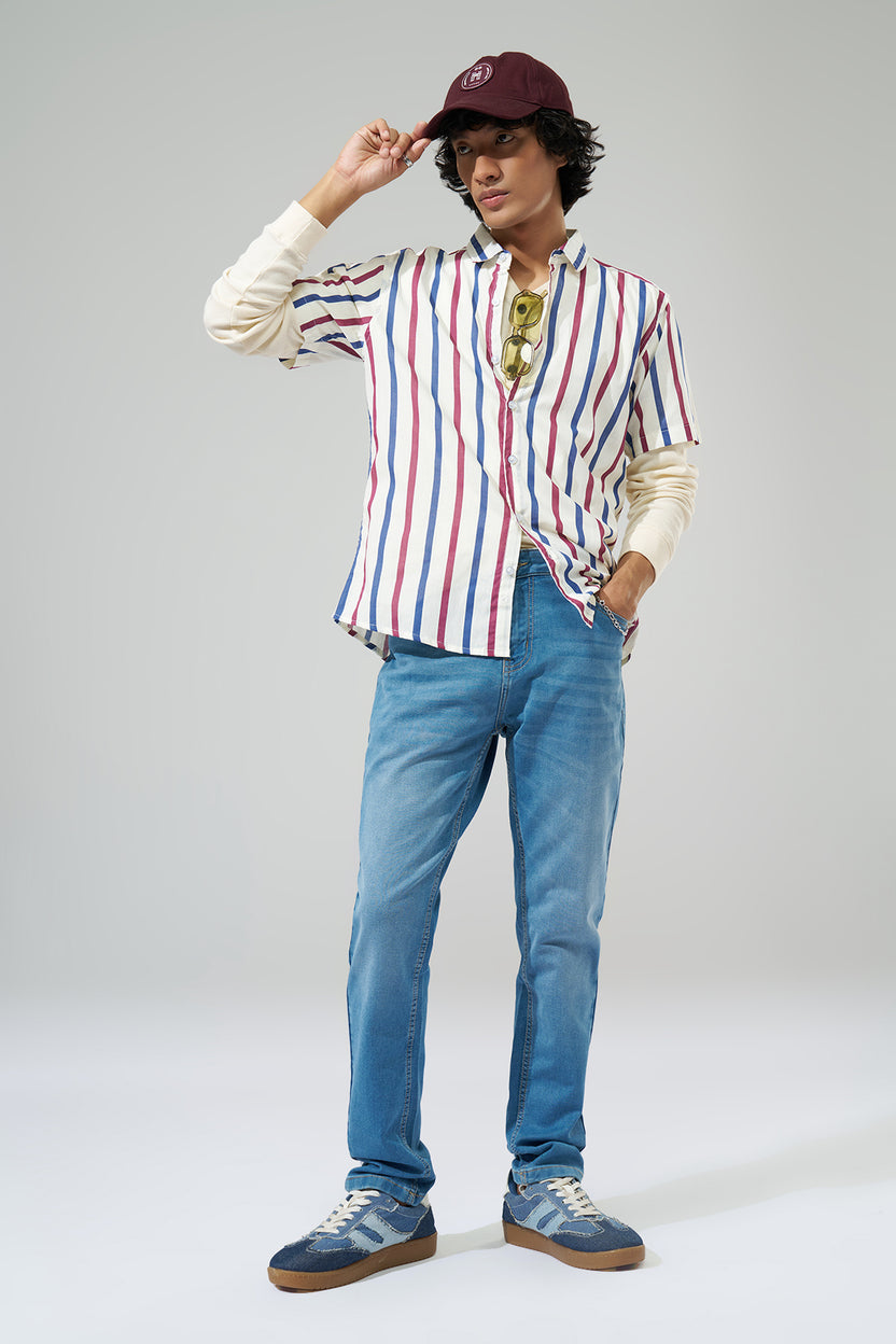 Off-White Striped Regular Fit Shirt For Men - Image 6