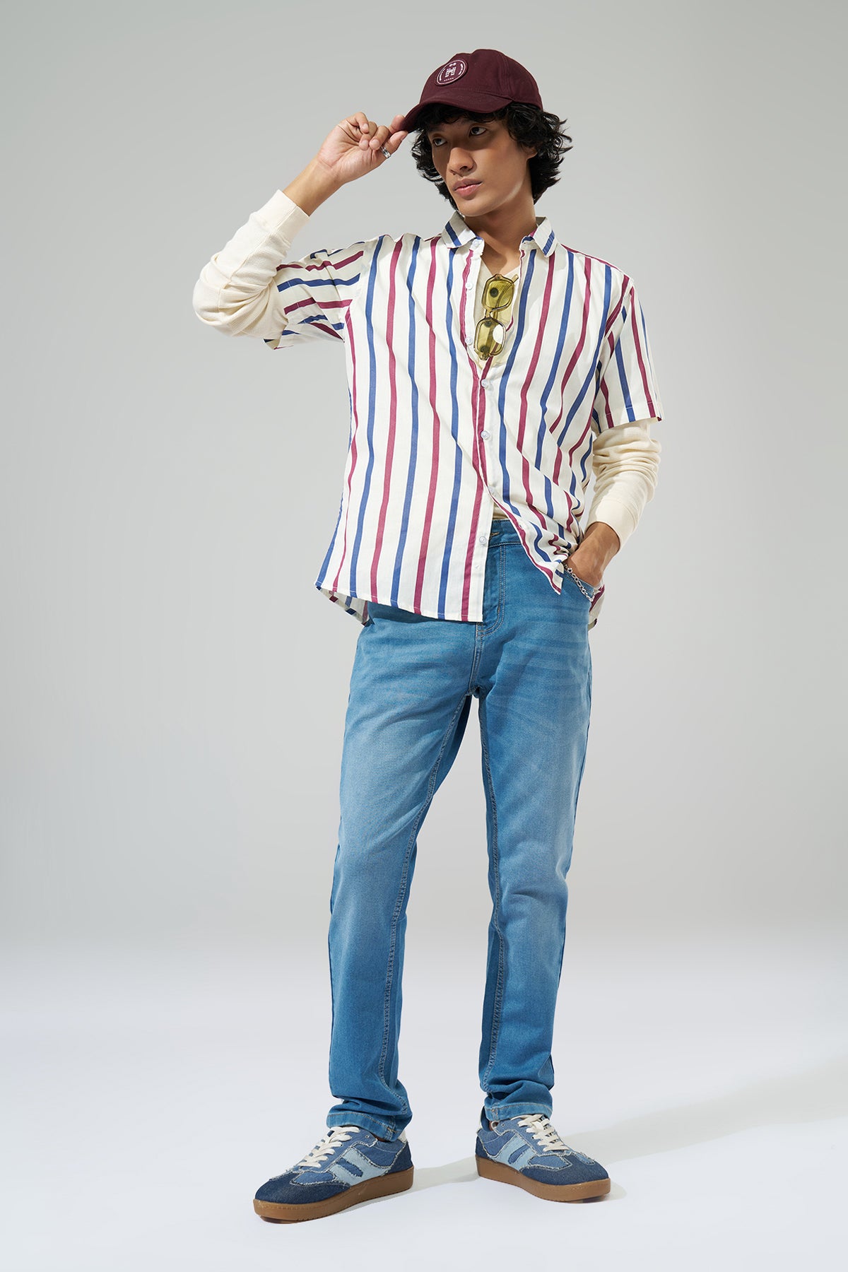 Off-White Striped Regular Fit Shirt for Men - Image 6