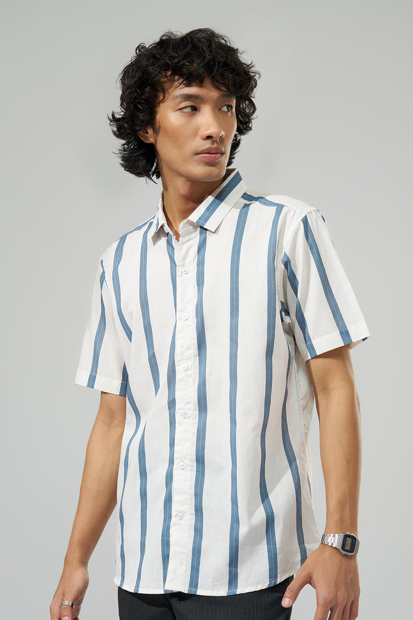 Off-White Striped Regular Fit Shirt For Men - Image 4