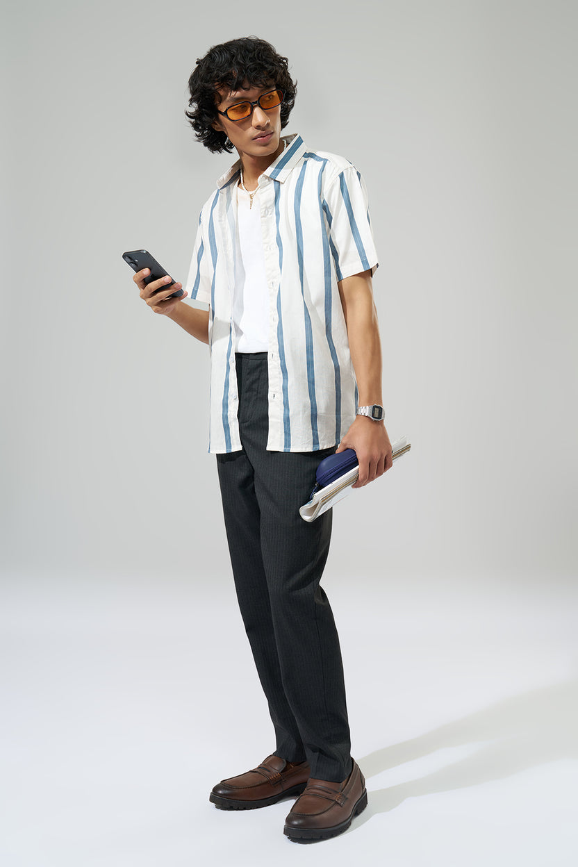 Off-White Striped Regular Fit Shirt For Men - Image 6