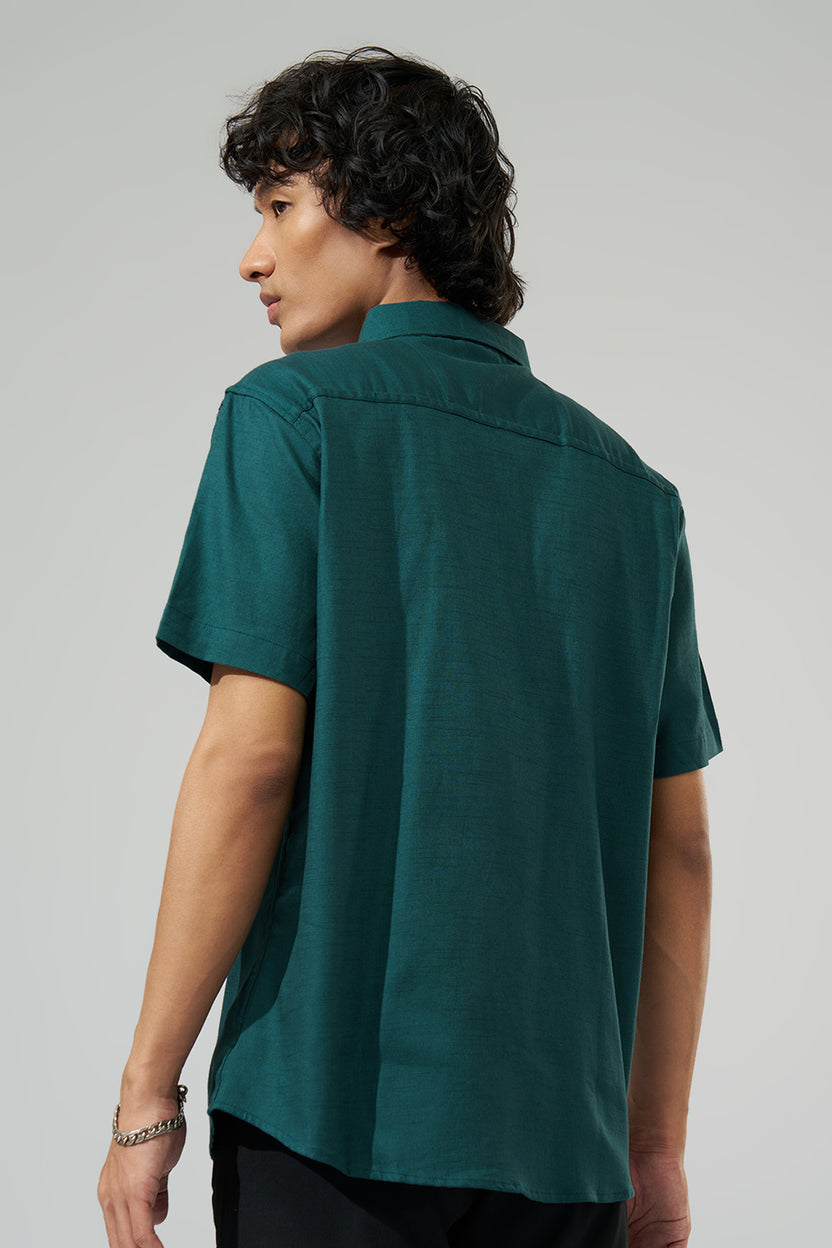 Teal Solid Regular Fit Shirt for Men - Image 5