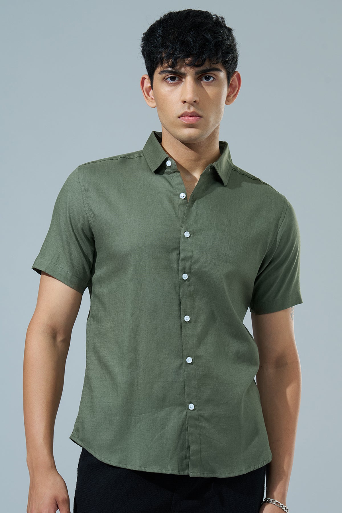 Olive Regular Fit Casual Shirt for Men - Image 2
