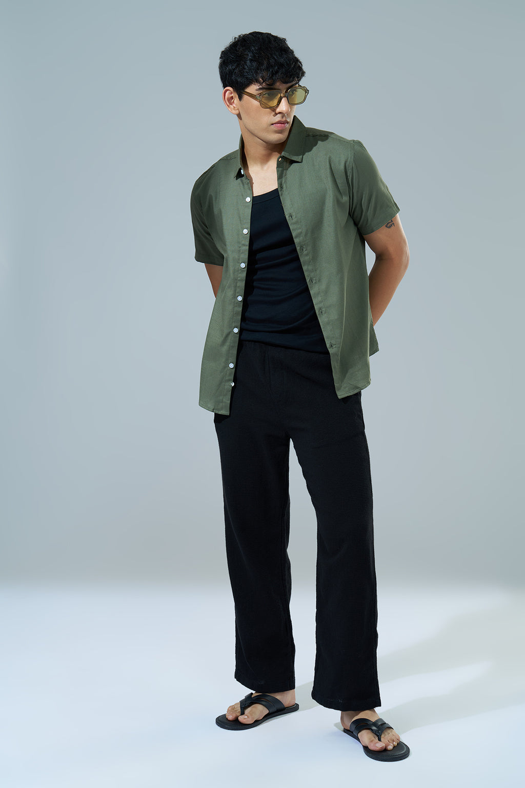 Olive Regular Fit Casual Shirt for Men - Image 6