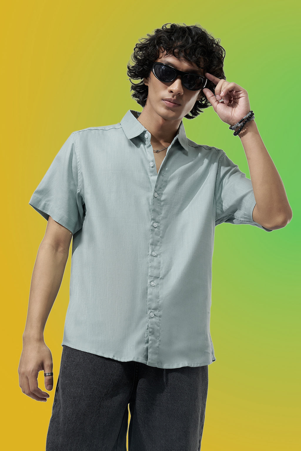 Light Blue Solid Regular Fit Shirt for Men - Image 1