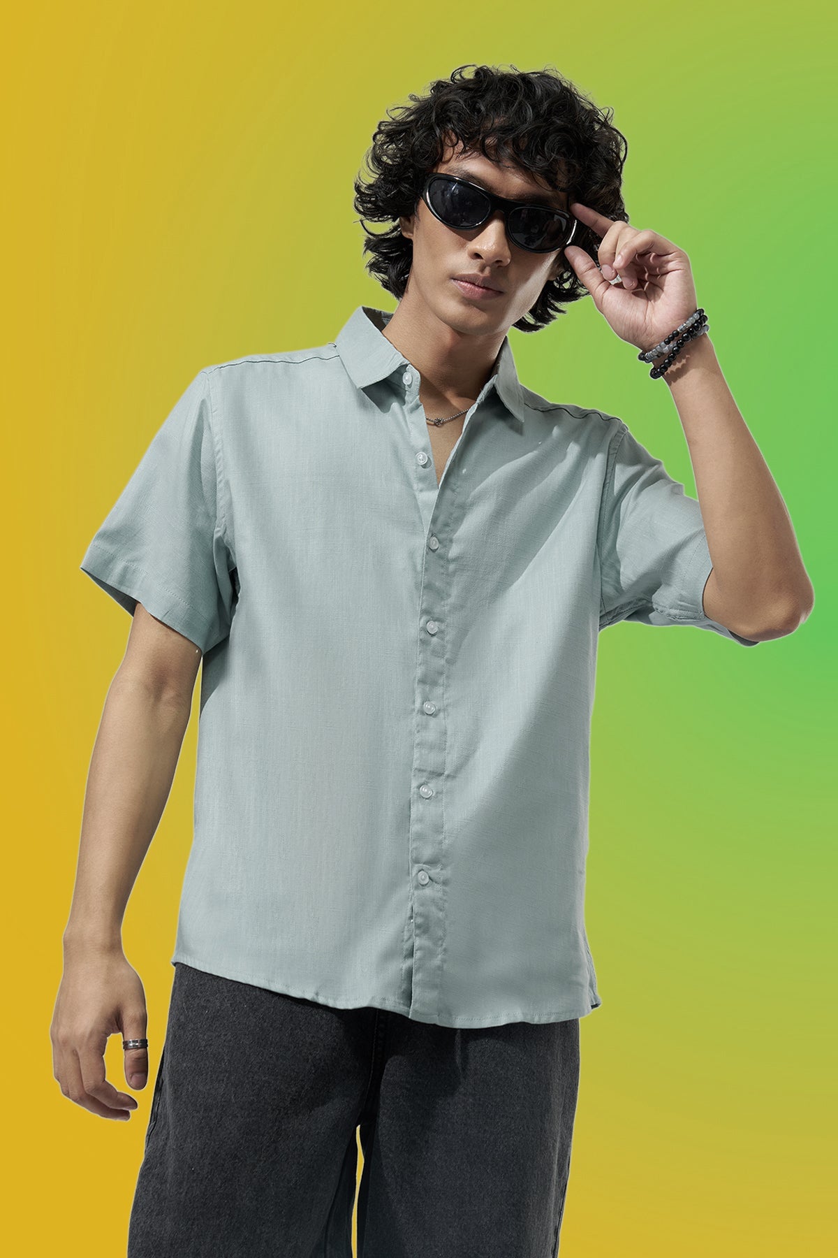 Light Blue Solid Regular Fit Shirt for Men - Image 1